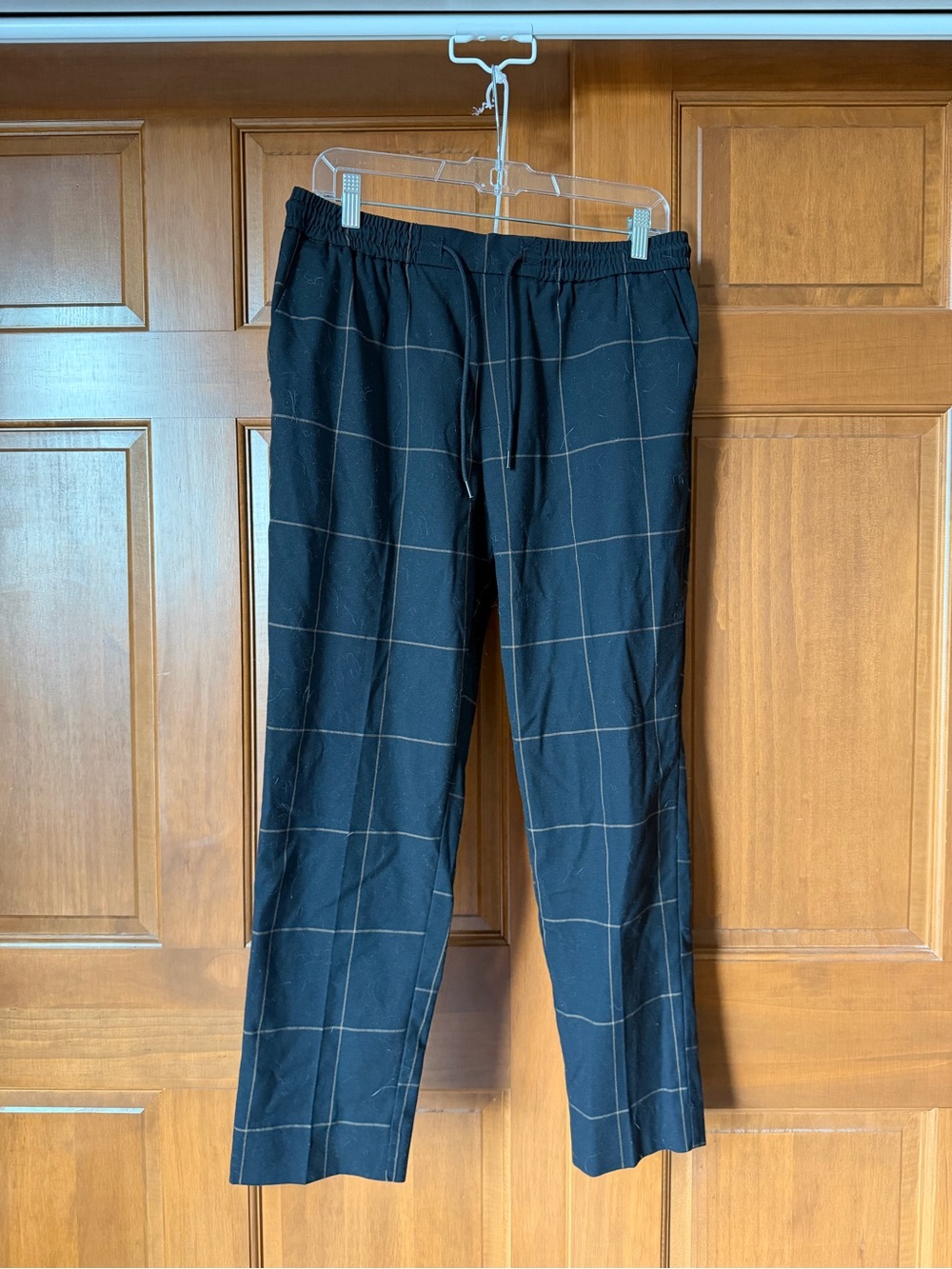 Men's Black Checkered Drawstring Pants